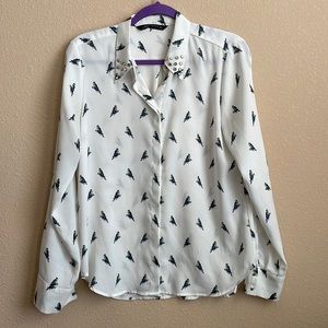 Zara Embellished Collar Bird Shirt